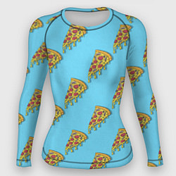 Рашгард женский Пицца паттерн на голубом, цвет: 3D-принт