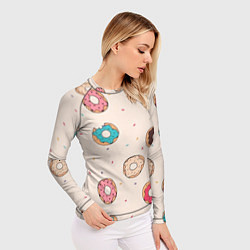 Рашгард женский Кусанные пончики, цвет: 3D-принт — фото 2