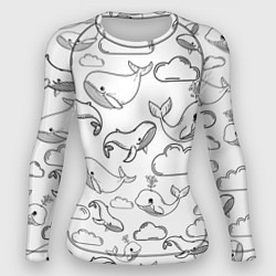 Рашгард женский Небесные киты ЧБ, цвет: 3D-принт