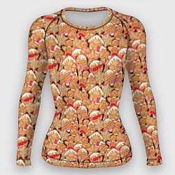 Рашгард женский Праздничное Печенье, цвет: 3D-принт