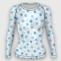 Рашгард женский Снежинки снежные узоры, цвет: 3D-принт