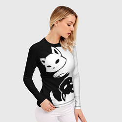Рашгард женский Черный и белый кот кувыркаются, цвет: 3D-принт — фото 2