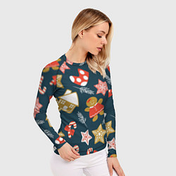 Рашгард женский Merry Christmas!!!, цвет: 3D-принт — фото 2