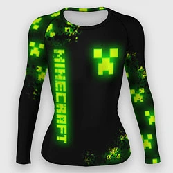 Рашгард женский MINECRAFT NEON LOGO CREEPER, цвет: 3D-принт