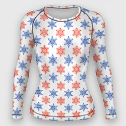 Рашгард женский Снежинки паттернsnowflakes pattern, цвет: 3D-принт
