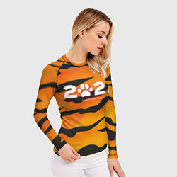 Рашгард женский Новогодний тигр Новый год 2022, цвет: 3D-принт — фото 2