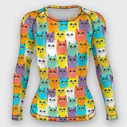 Рашгард женский Разноцветные Мультяшные Котики, цвет: 3D-принт