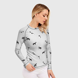 Рашгард женский Черно-белые собачки паттерн, цвет: 3D-принт — фото 2