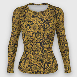 Рашгард женский Золотые Цветы хохлома, цвет: 3D-принт