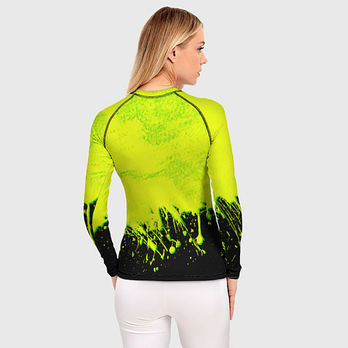 Женский рашгард НЕОНОВЫЕ БРЫЗГИ КРАСКИ / 3D-принт – фото 4