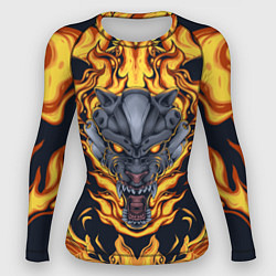 Рашгард женский Маска тигра в огне, цвет: 3D-принт