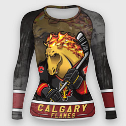 Рашгард женский Калгари Флэймз, Calgary Flames Маскот, цвет: 3D-принт