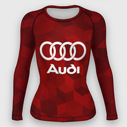 Рашгард женский Ауди, Audi Красный фон, цвет: 3D-принт