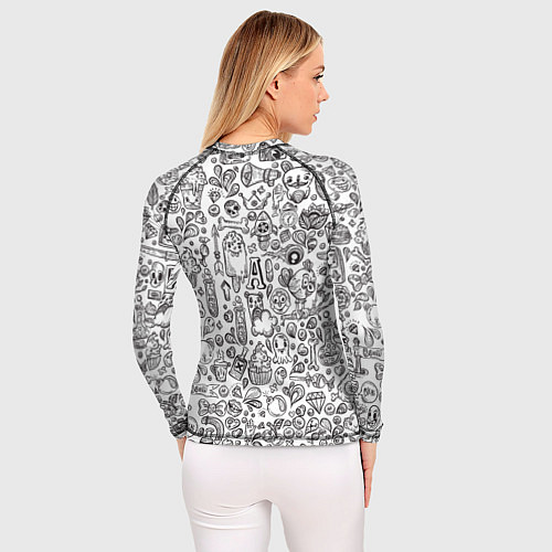 Женский рашгард Рисованные черепа и животные / 3D-принт – фото 4