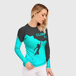 Рашгард женский Скалолаз повис на краю скалы, цвет: 3D-принт — фото 2
