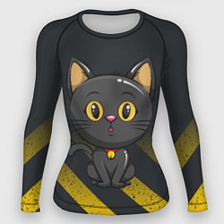 Рашгард женский Черный кот желтые полосы, цвет: 3D-принт