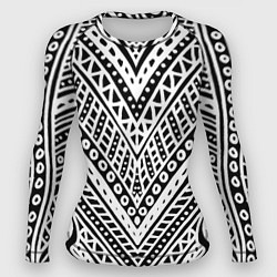 Рашгард женский Абстракция черно-белая Волны, полосы, вензеля Моно, цвет: 3D-принт