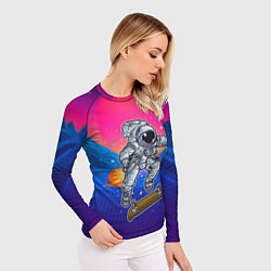 Рашгард женский Космонавт прыгает на скейте, цвет: 3D-принт — фото 2