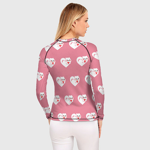 Женский рашгард Орнамент сердце кот / 3D-принт – фото 4