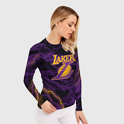 Рашгард женский Лейкерс Lakers яркие молнии, цвет: 3D-принт — фото 2