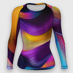 Рашгард женский Абстрактная волновая композиция Неоновые полосы Ab, цвет: 3D-принт
