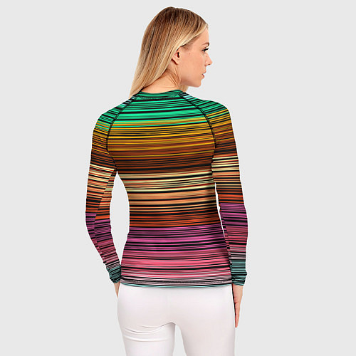 Женский рашгард Multicolored thin stripes Разноцветные полосы / 3D-принт – фото 4