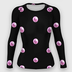 Рашгард женский Розовые шары-бусинки на черном фоне, цвет: 3D-принт
