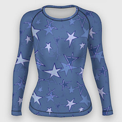 Рашгард женский Gray-Blue Star Pattern, цвет: 3D-принт