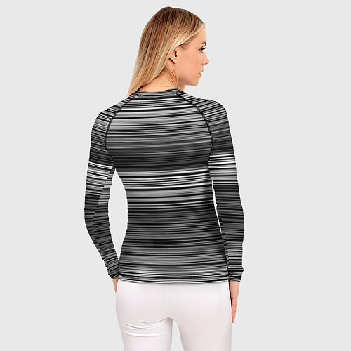 Женский рашгард Black and white thin stripes Тонкие полосы / 3D-принт – фото 4