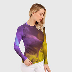 Рашгард женский Неоновые фонари на шёлковой поверхности - Фиолетов, цвет: 3D-принт — фото 2