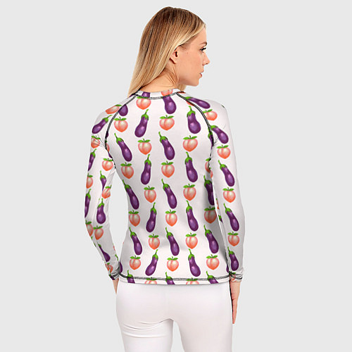 Женский рашгард Баклажаны и персики паттерн / 3D-принт – фото 4