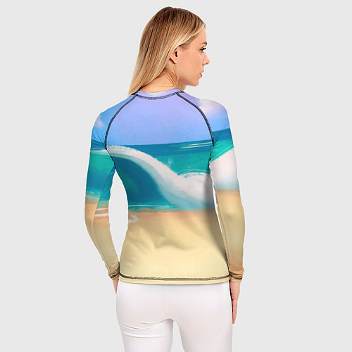 Женский рашгард Свинка на пляже хохочет / 3D-принт – фото 4