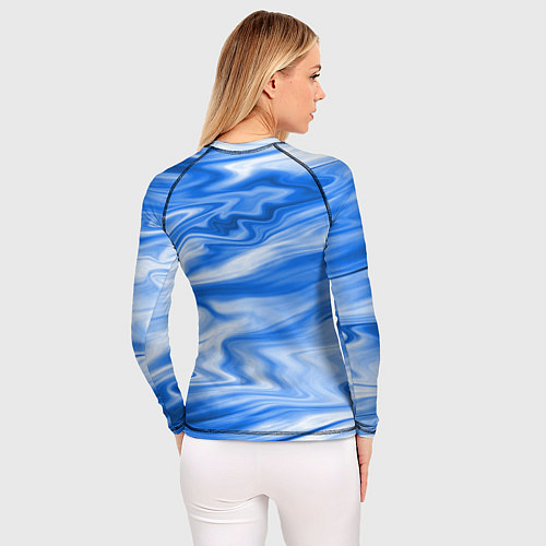 Женский рашгард Бело синий абстрактный фон Волны / 3D-принт – фото 4