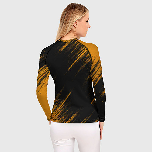 Женский рашгард Порше - Оранжевые потертости / 3D-принт – фото 4