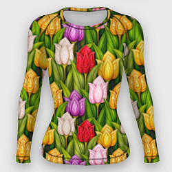 Женский рашгард Объемные разноцветные тюльпаны