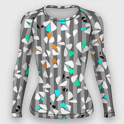 Рашгард женский Abstract pattern on striped gray background, цвет: 3D-принт