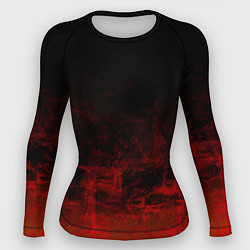 Рашгард женский Черный однотонный и гранжевый красный, цвет: 3D-принт
