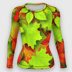 Рашгард женский Зелёные осенние листья, цвет: 3D-принт
