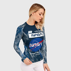 Рашгард женский Nasa - лого - пламя, цвет: 3D-принт — фото 2