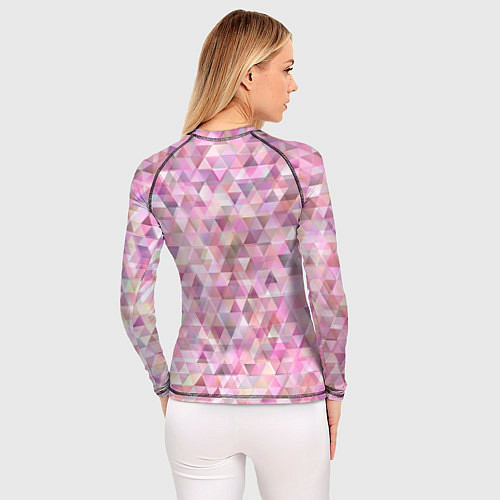 Женский рашгард Абстрактное множество розовых и фиолетовых треугол / 3D-принт – фото 4