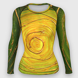 Рашгард женский Желто-зеленая текстурная абстракция акрилом, цвет: 3D-принт