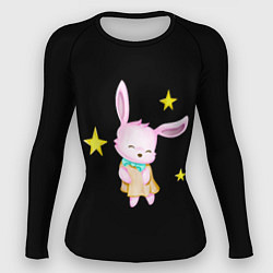 Рашгард женский Крольчонок танцует со звёздами на чёрном фоне, цвет: 3D-принт