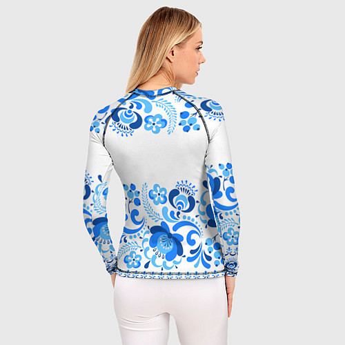 Женский рашгард РОССИЯ голубой узор / 3D-принт – фото 4