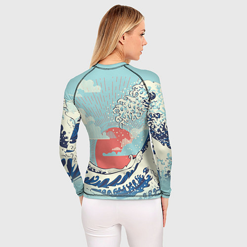 Женский рашгард Морской пейзаж с большими волнами на закате / 3D-принт – фото 4