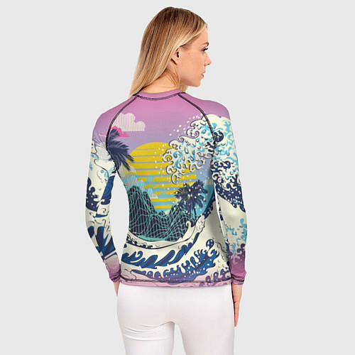 Женский рашгард Штормовые океанские волны и пальмы / 3D-принт – фото 4