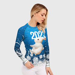 Рашгард женский Белый большой кролик, цвет: 3D-принт — фото 2