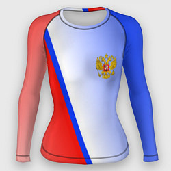 Рашгард женский Россия полосы с гербом, цвет: 3D-принт
