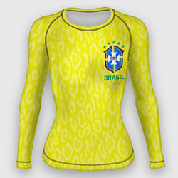 Рашгард женский Форма сборной Бразилии ЧМ 2022, цвет: 3D-принт