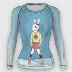 Женский рашгард Зайчиха на роликах - новый год