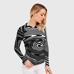 Рашгард женский Black and white abstract pattern, цвет: 3D-принт — фото 2